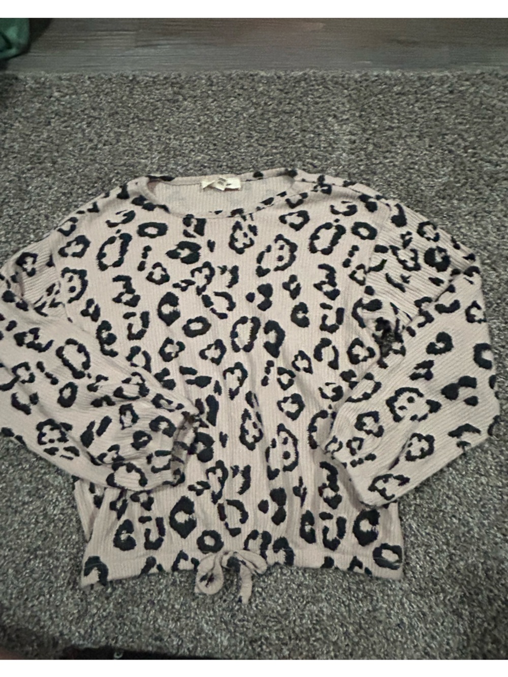 Jessica Simpson Pink and Black Ribbed Leopard Sweater Top